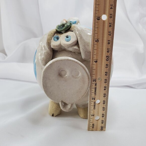 Vtg Piggy Bank Studio Art Pottery Ceramic Glazed Pig, Cowboy Hat & Large Snout - Picture 5 of 16